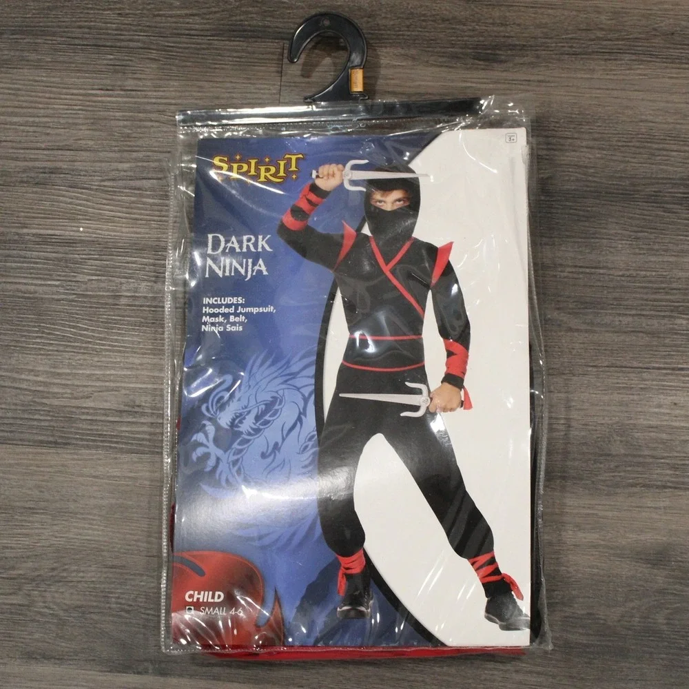 Spirit Halloween Dark Ninja Costume Child Size Small 4-6 Includes Sais READ DESC - Picture 1 of 5
